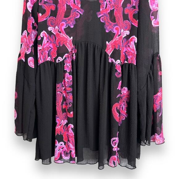 NWT Intimately Free People Black Pink Symphony Bell Sleeve Mini Dress Womens XS - Picture 4 of 11